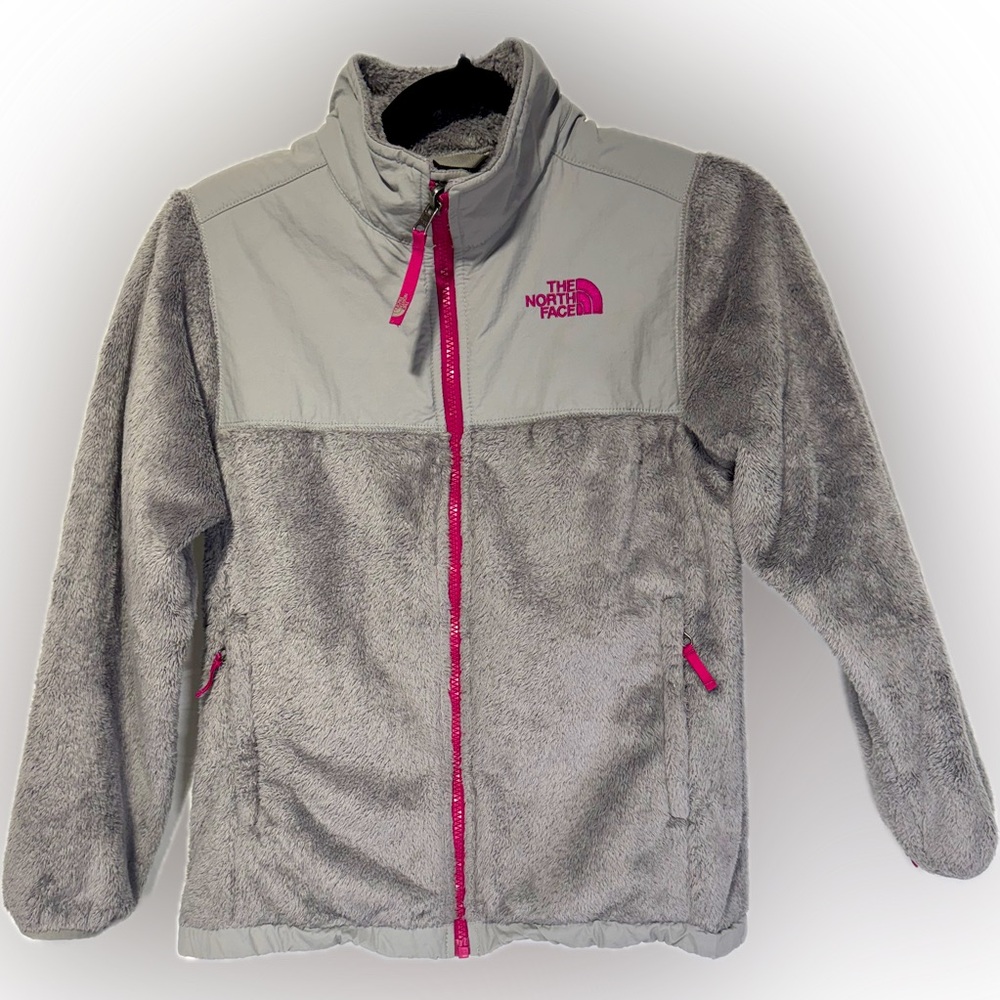 The North Face Youth Large Fleece Pullover Jacket Pink/Gray - Picture 2 of 15